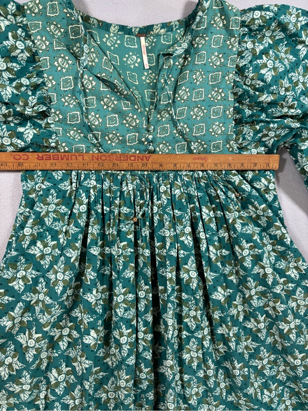 Free People Hazy Maisy Teal Patterned Maxi Dress cotton XS - Picture 4 of 12